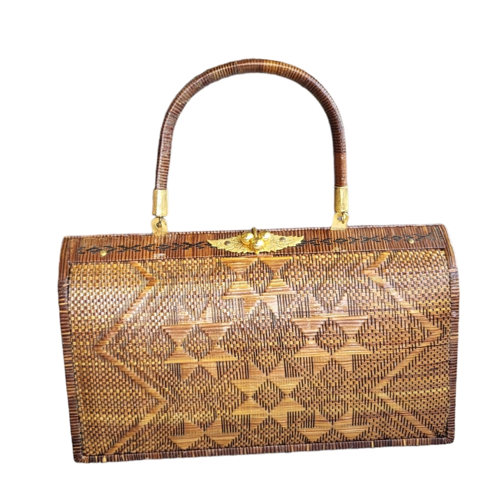 SOLD ON EBAY Vintage Thai Rattan Basket Bag - Picture 2 of 11